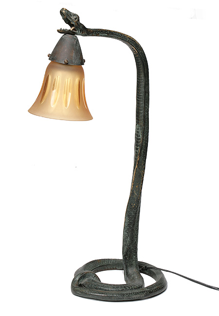Лампа настольная (металл, стекло), Западная Европа, начало XX века 1900 г инфо 6057g.