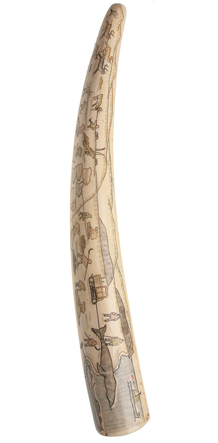 Бивень моржа "Эскимосское село" (кость, гравировка), СССР, 1992 год отчетливо прослеживается индивидуальный почерк художника инфо 6347g.
