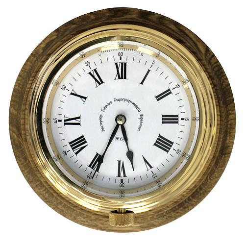Часы каютные (Корабельная латунь, стекло, дерево - СССР, первая половина ХХ века) 1945 г инфо 6430g.