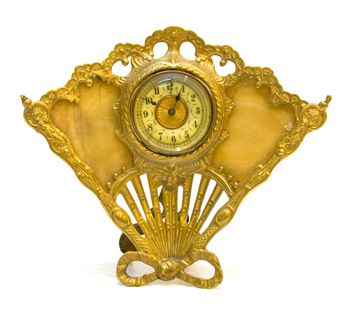 Настольные часы в виде веера (Латунь, кость - Западная Европа, начало ХХ века) 1911 г инфо 6440g.