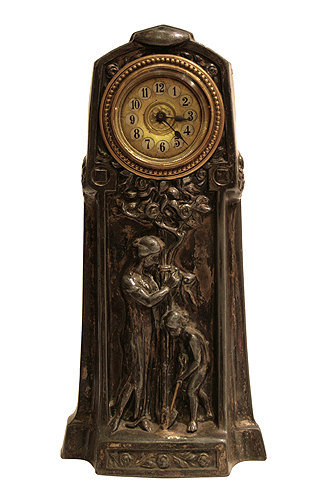 Часы в стиле "модерн" (Шпиатр, литье - Западная Европа, начало ХХ века) выразительной формой и мотивом стиля инфо 6446g.