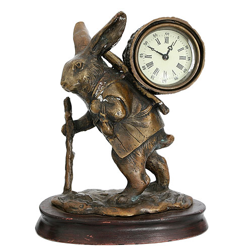 Часы настольные "Заяц" (Бронза) Западная Европа, первая четверть ХХ века задних лапах, опираясь на палку инфо 6450g.