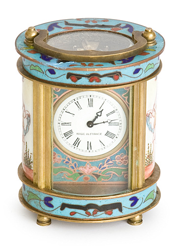 Часы каретные (Латунь, роспись - Франция, 30-е годы ХХ века) 1932 г инфо 6454g.