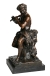 Фигура "Музыкант и фавн" (Бронза, патинирование, черный мрамор - Франция, конец XIX - начало ХХ века) техническим уровнем своего скульптурного литья инфо 6621g.