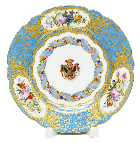 Тарелка с изображением герба Романовых Фарфор, роспись, золочение Франция, ХIХ век 1855 г инфо 7250g.
