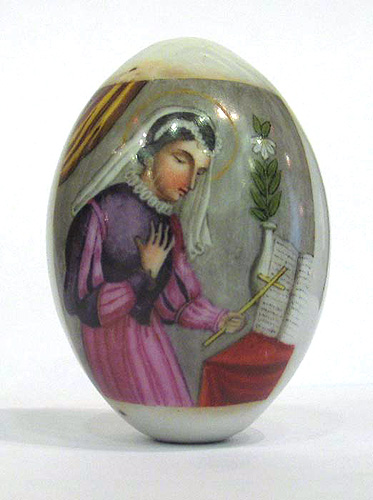 Яйцо пасхальное "Молитва девушки" (Фарфор, глазурь, деколь - Западная Европа, начало ХХ века) 7 см Сохранность очень хорошая инфо 7292g.