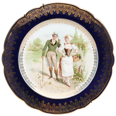 Тарелка декоративная (фарфор, деколь) Европа, конец XIX века Императорская Венская мануфактура 1890 г инфо 7306g.
