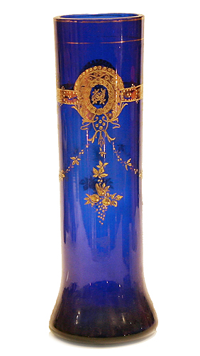 Ваза (Кобальтовое стекло, позолота - Западная Европа, начало ХХ века) 1902 г инфо 7446g.