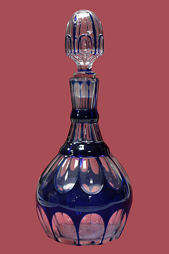 Графин Прозрачное стекло, кобальтовый нацвет Россия, вторая половина XIX века 1872 г инфо 7824g.